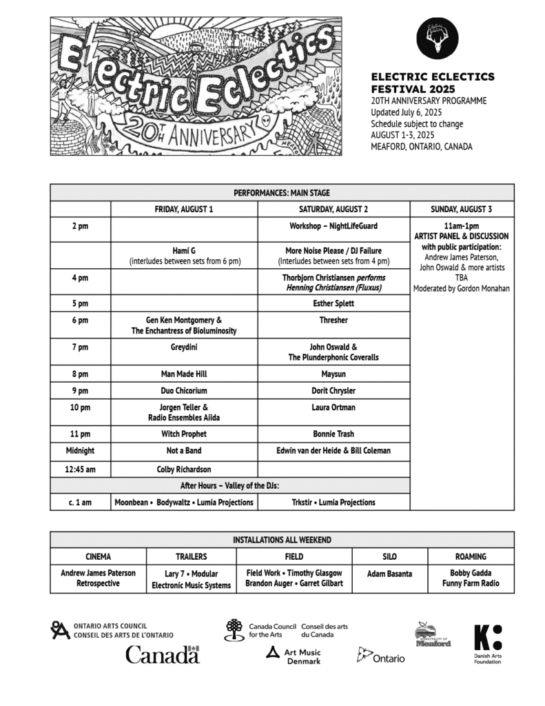 Electric Eclectics Schedule July 6 2025